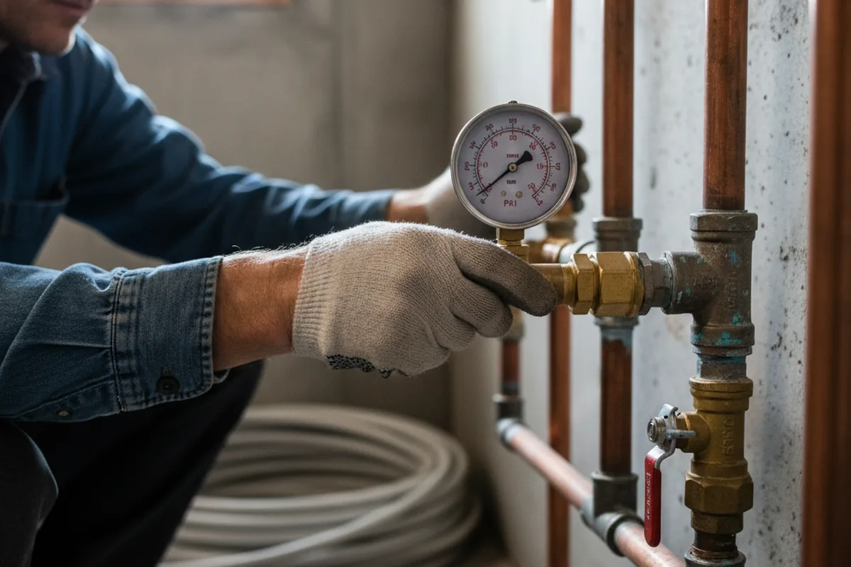 Pressure testing a repaired line during Water Line Repair in Stahlstown